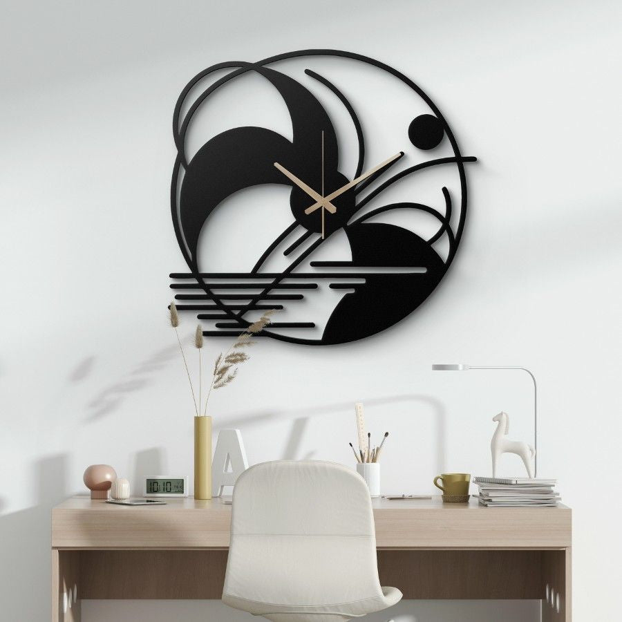 Abstract Geometric Metal Wall Clock