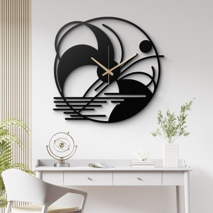 Abstract Geometric Metal Wall Clock