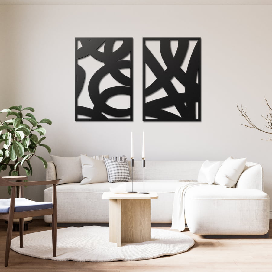 Abstract Style Mid Century Modern Metal Wall Art Decor