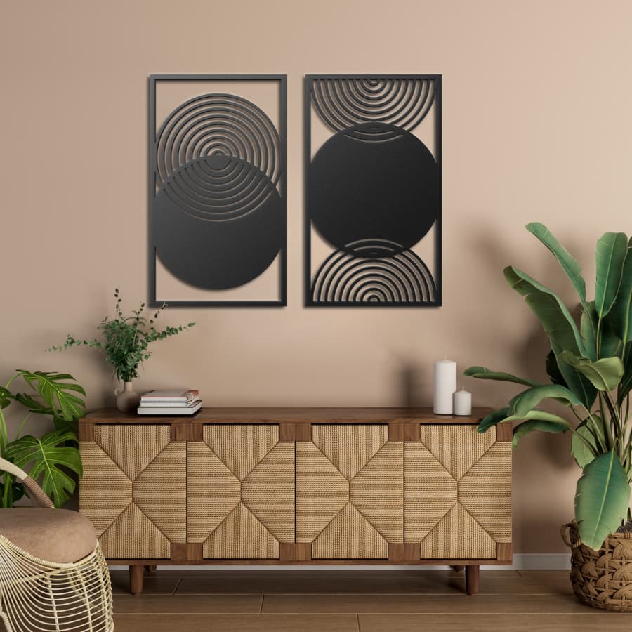 Abstract Mid Century Modern Metal Wall Art Set of 2