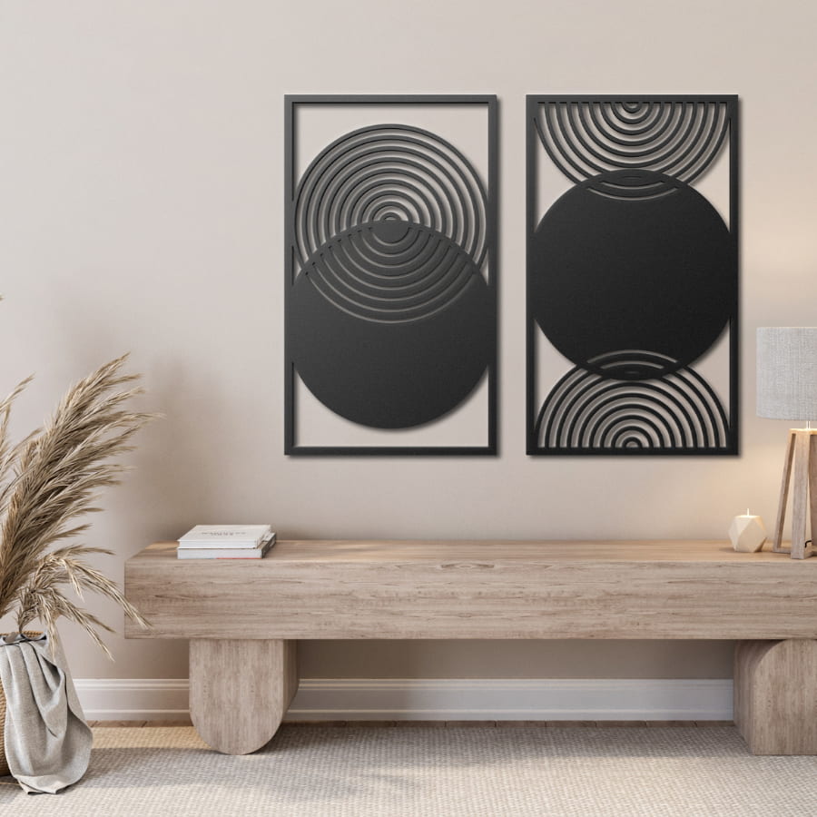 Abstract Mid Century Modern Metal Wall Art Set of 2