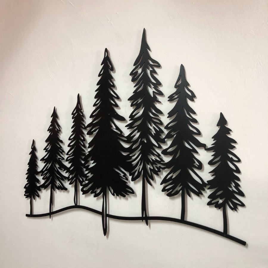 Minimalist Pine Trees Metal Wall Art