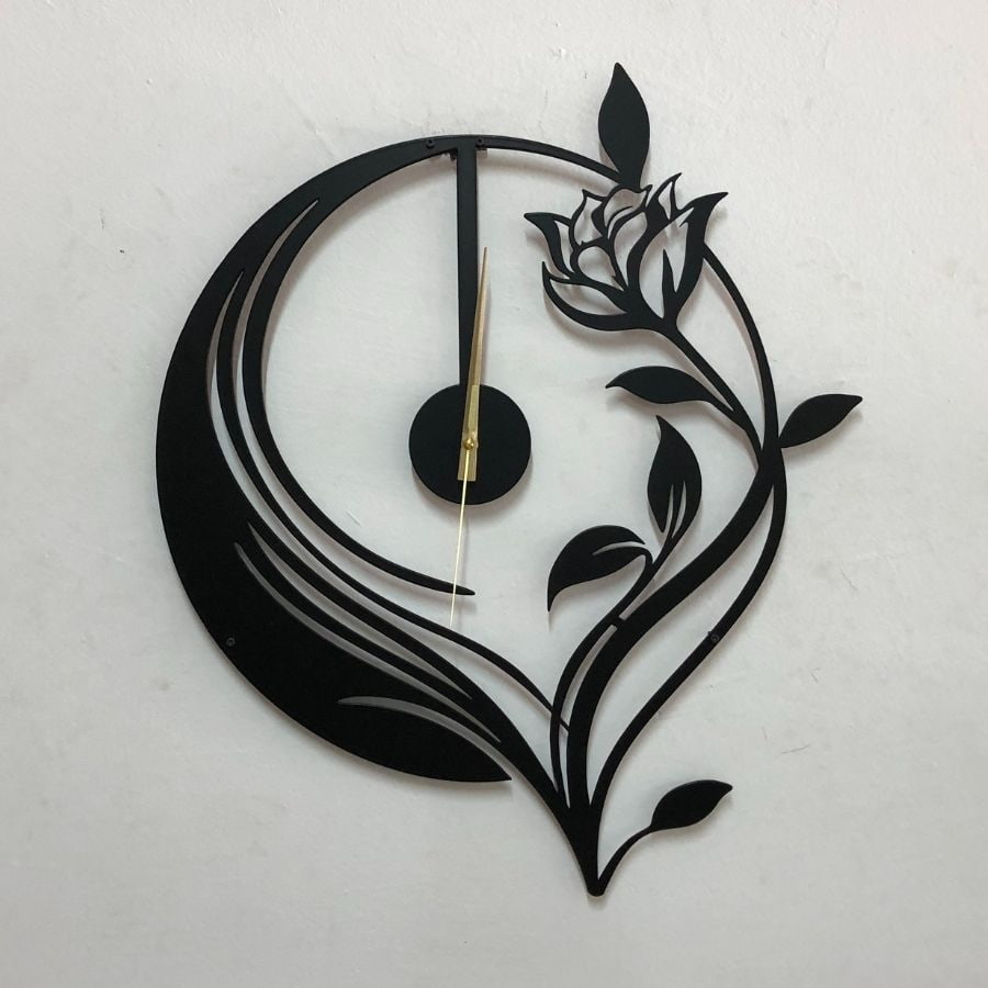 Black Large Metal Wall Clock