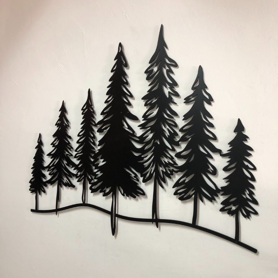 Minimalist Pine Trees Metal Wall Art