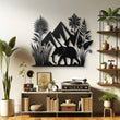 African Elephant and Mountain Metal Wall Art