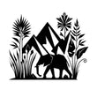 African Elephant and Mountain Metal Wall Art