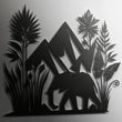 African Elephant and Mountain Metal Wall Art