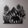 African Elephant and Mountain Metal Wall Art