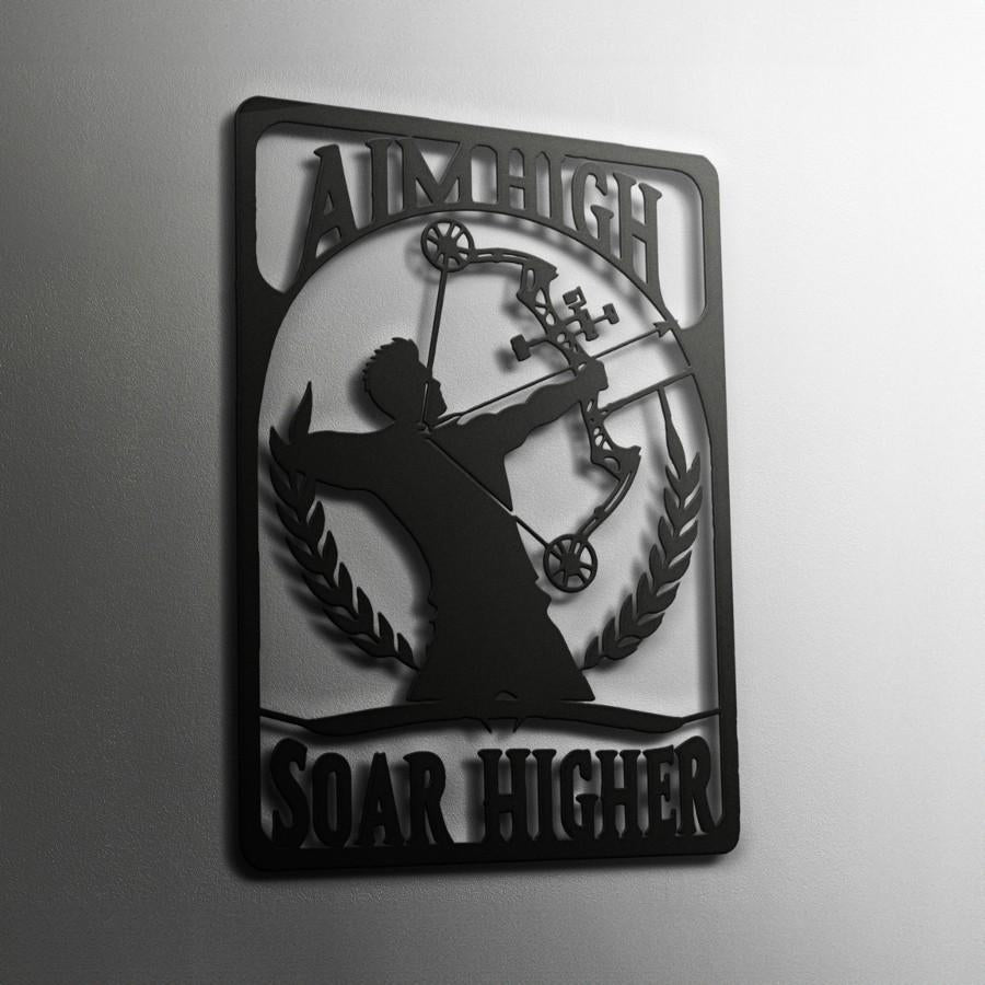 Aim High Soar Higher Archery Metal Wall Art