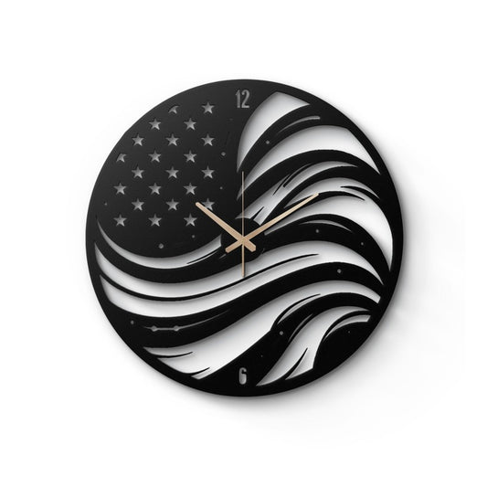 American Flag Metal Wall Clock