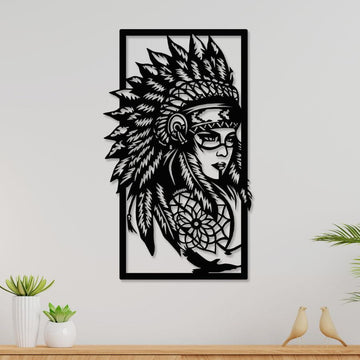 Apache Woman Metal Wall Art