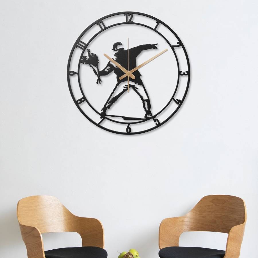 Banksy Metal Wall Clock