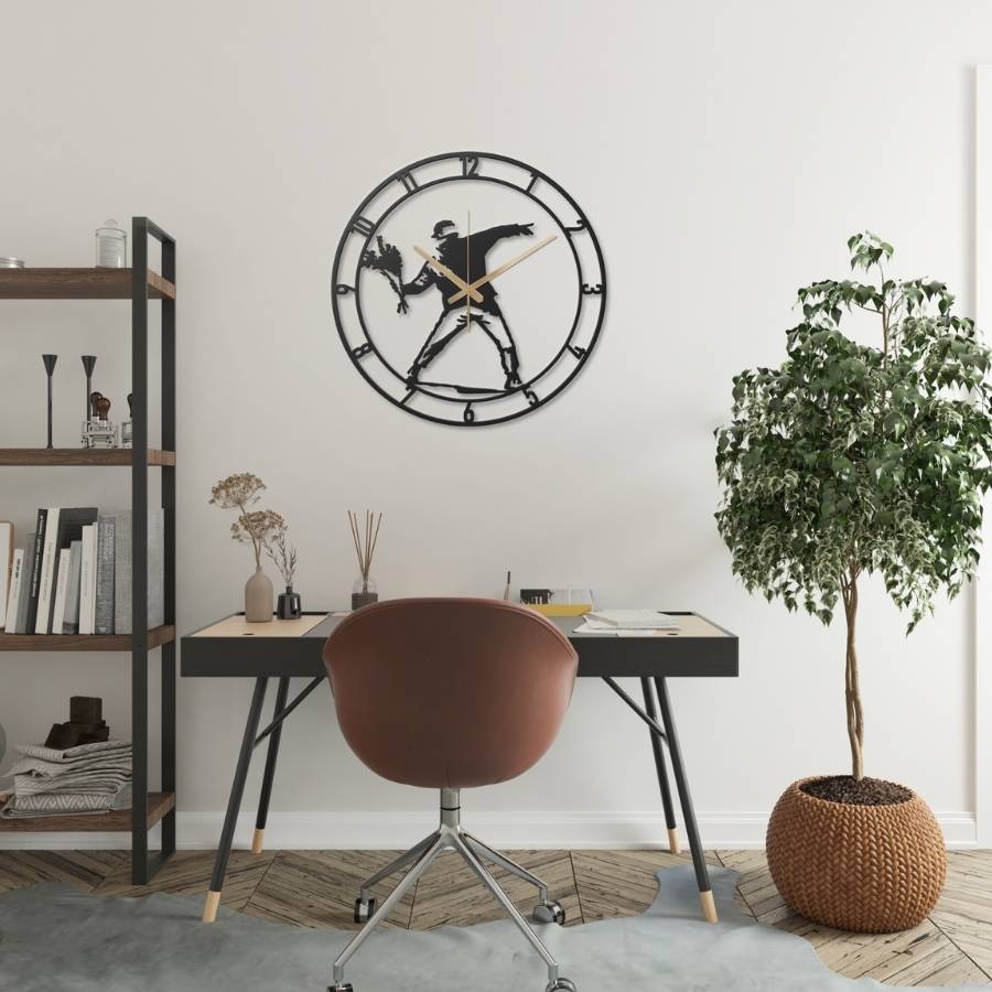 Banksy Metal Wall Clock