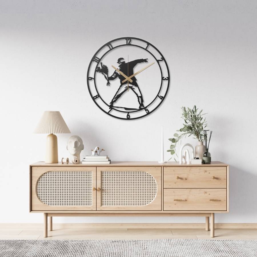 Banksy Metal Wall Clock