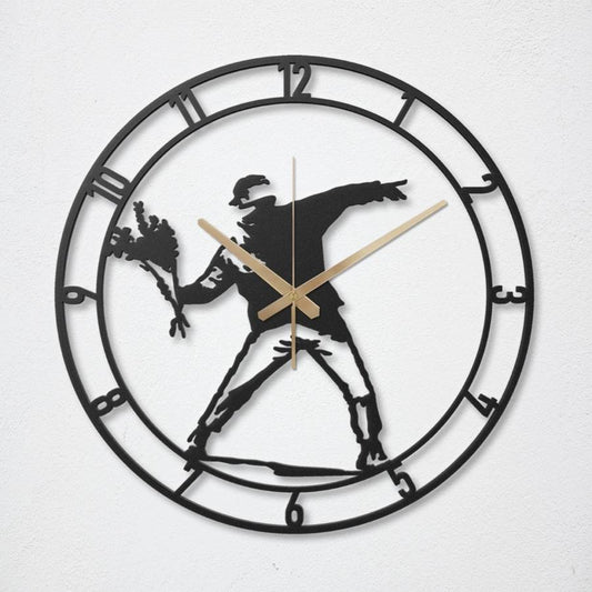 Banksy Metal Wall Clock