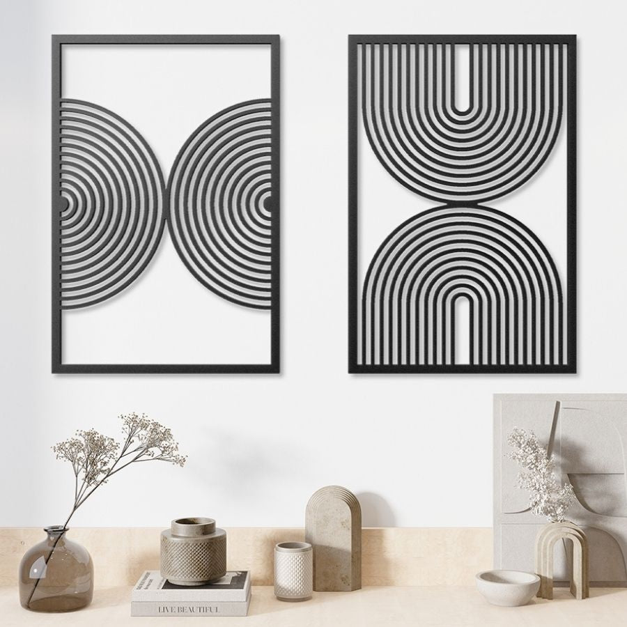 Bohemian Mid Century Modern Metal Wall Art Set