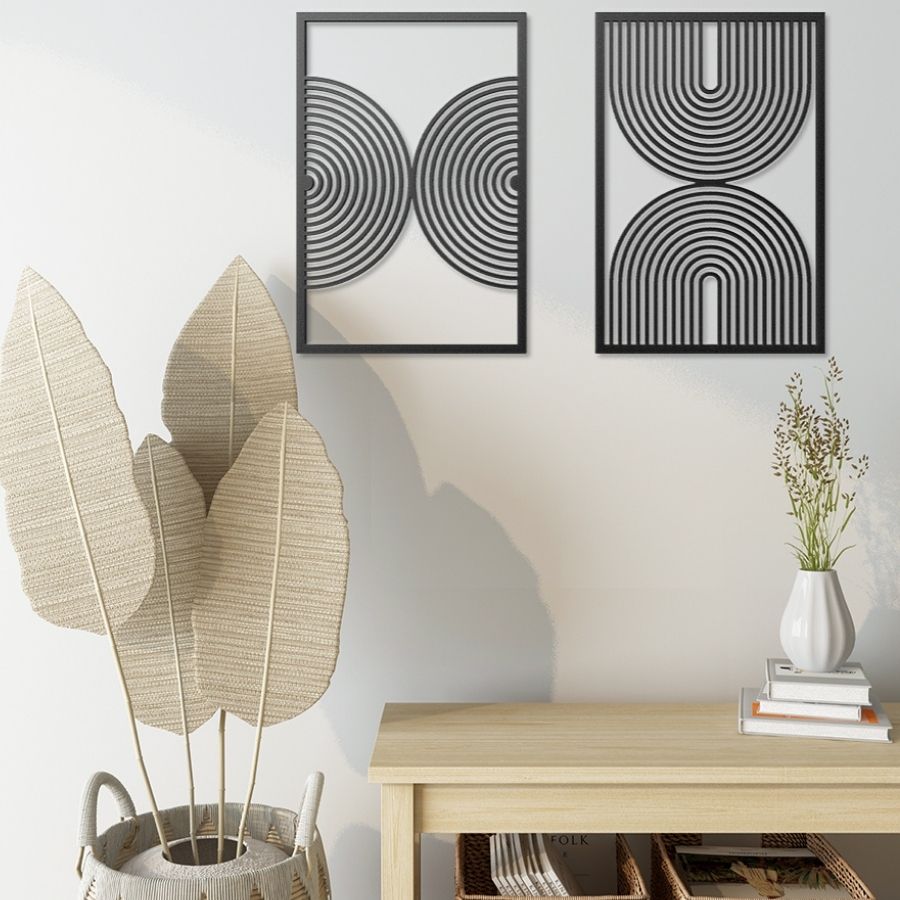 Bohemian Mid Century Modern Metal Wall Art Set