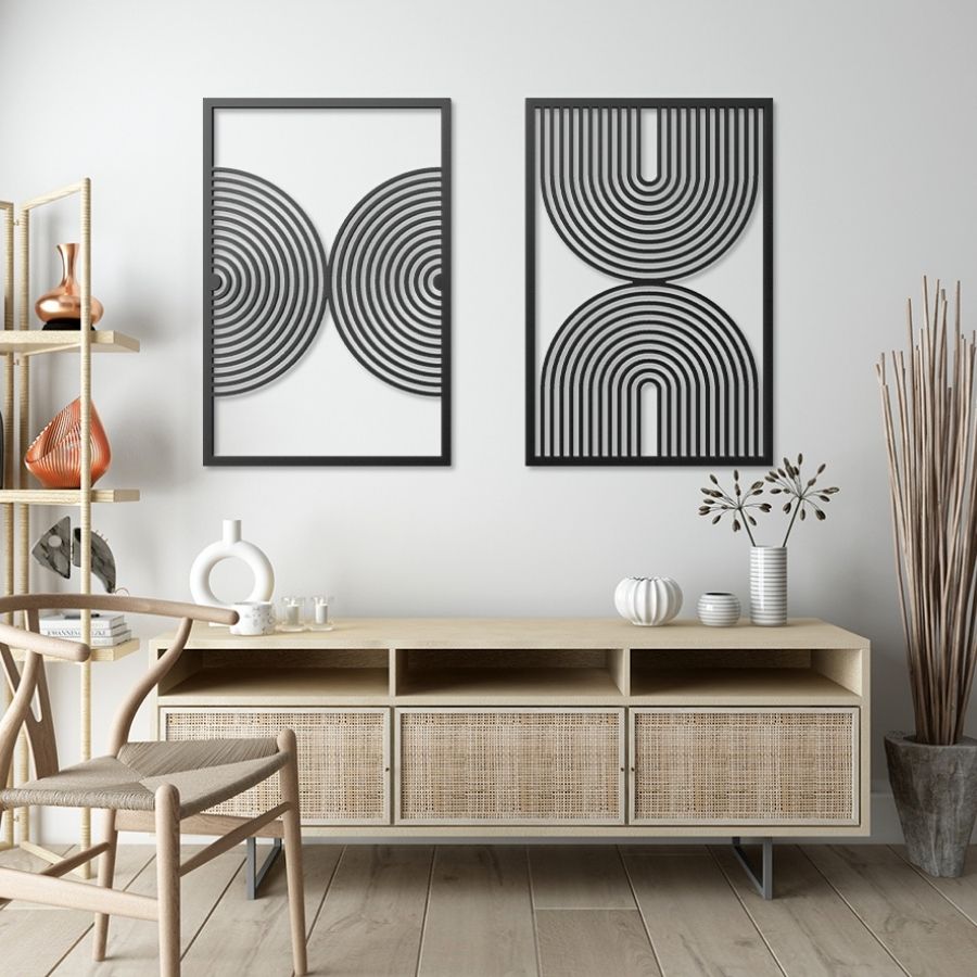 Bohemian Mid Century Modern Metal Wall Art Set