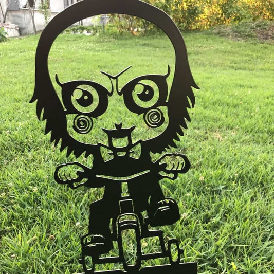 Bicycle Boy Metal Yard Art, Halloween Decor