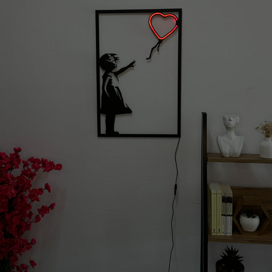 Banksy Metal and Neon Wall Art
