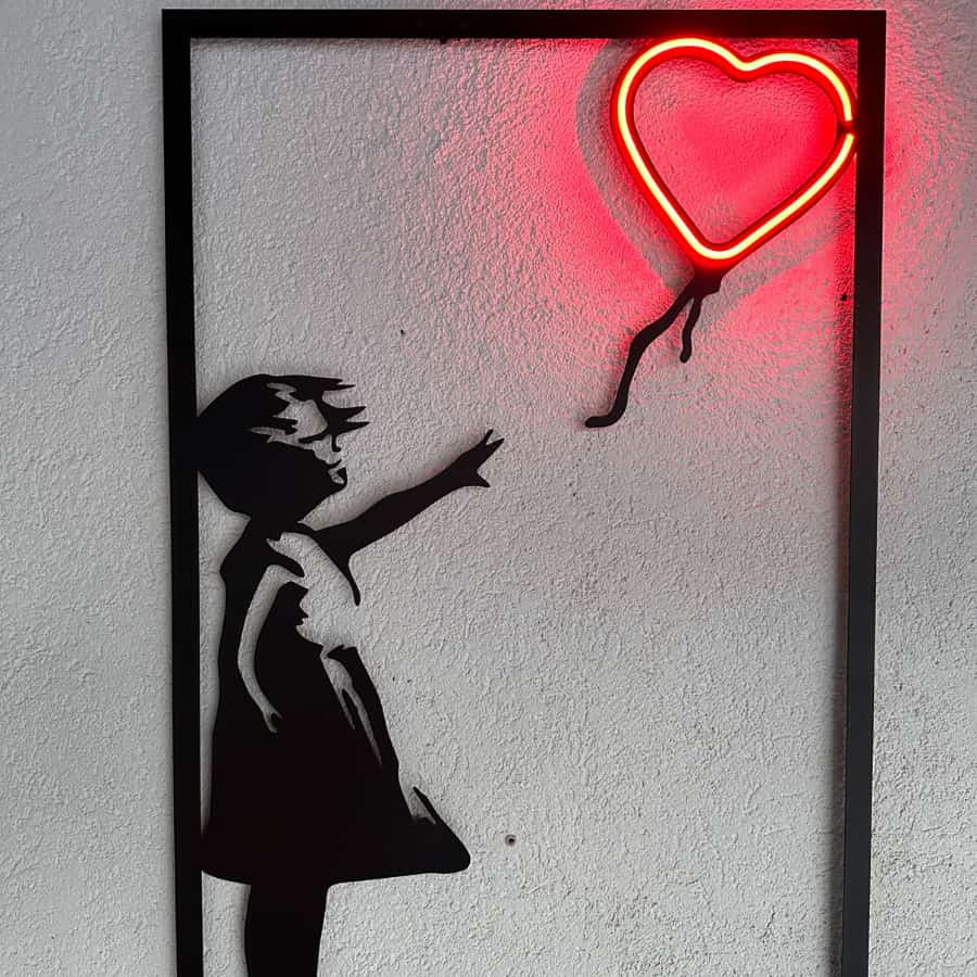 Banksy Metal and Neon Wall Art