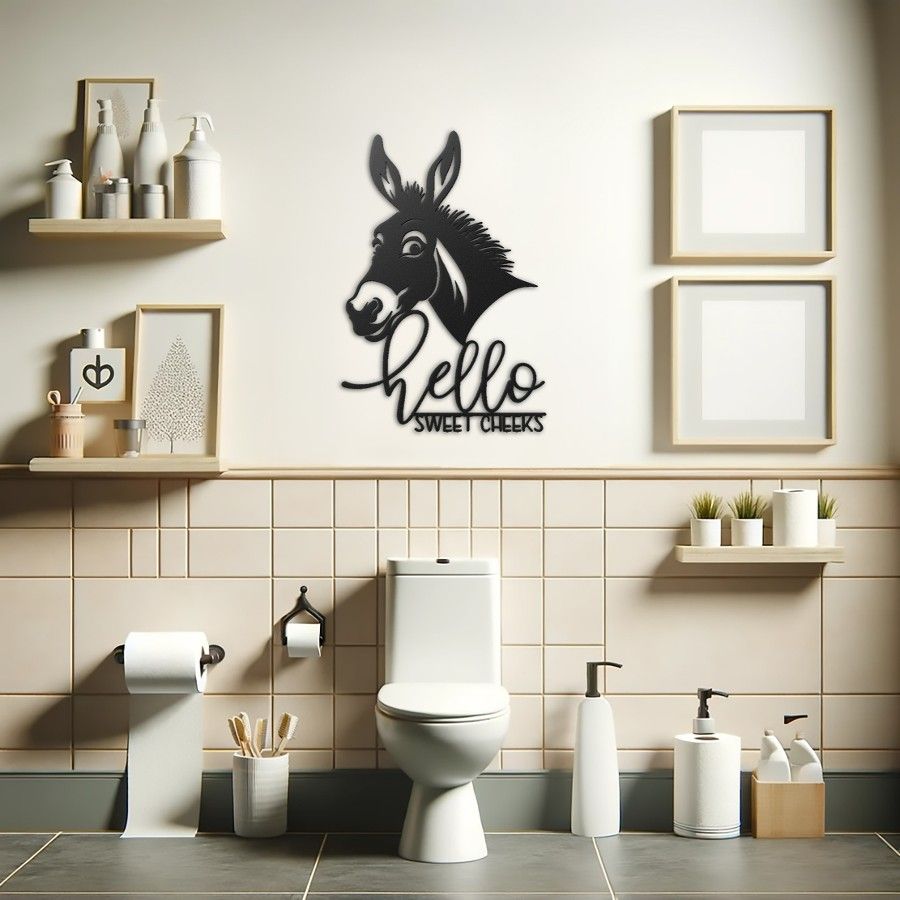 "Hello Sweet Cheeks" Bathroom Metal Wall Art