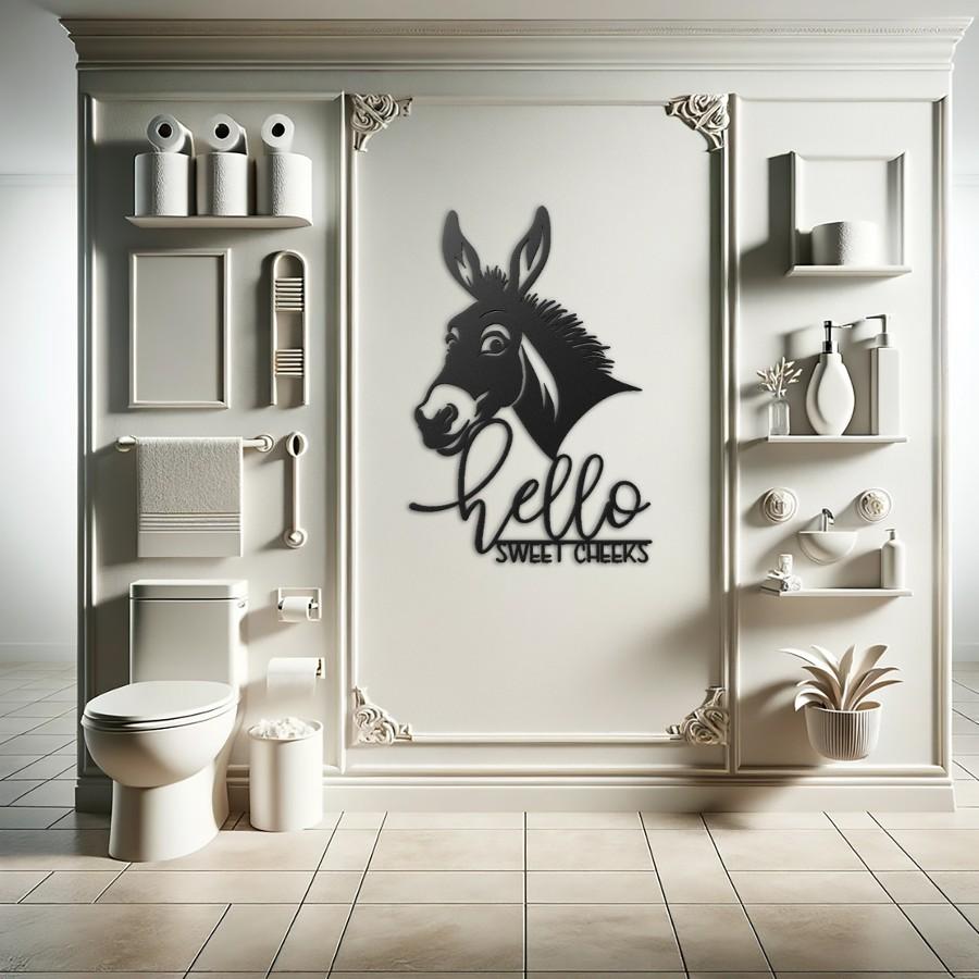 "Hello Sweet Cheeks" Bathroom Metal Wall Art