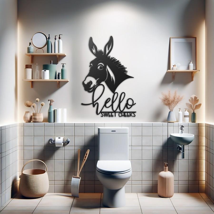 "Hello Sweet Cheeks" Bathroom Metal Wall Art