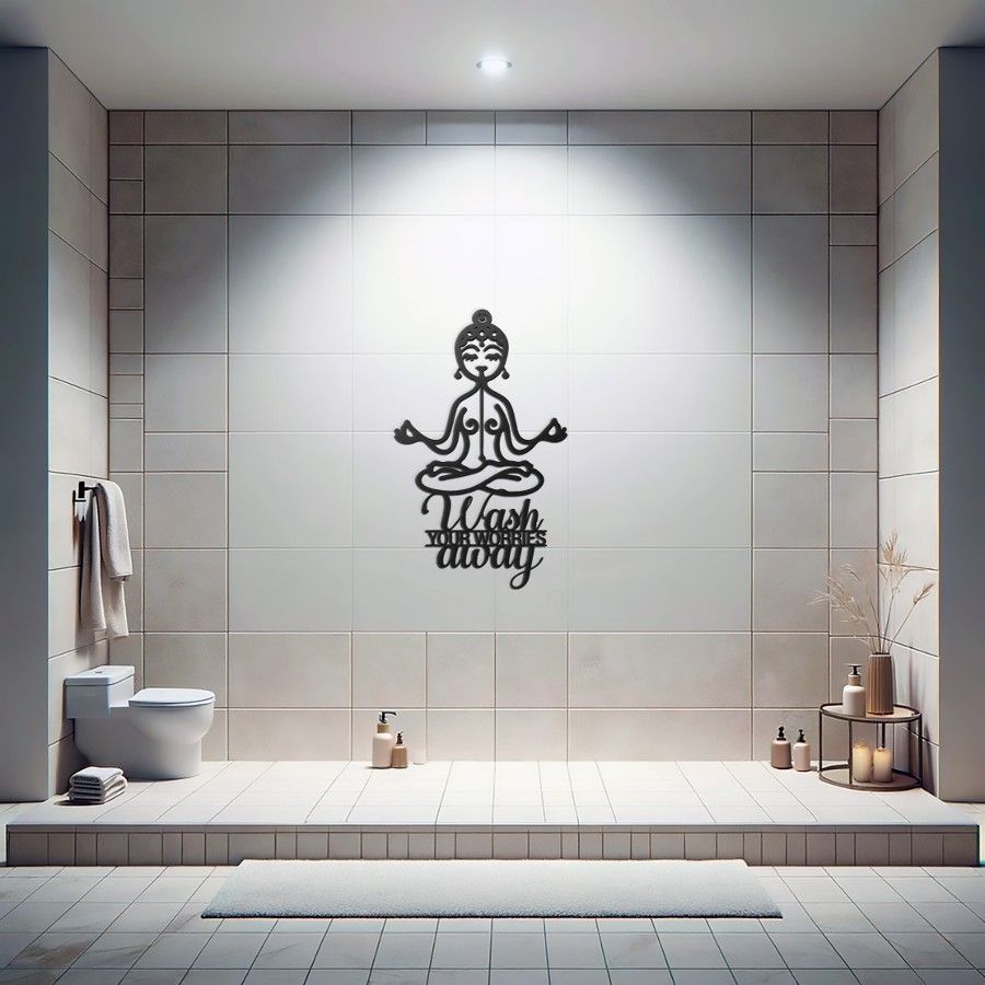 "Wash Your Worries Away" Bathroom Metal Wall Art