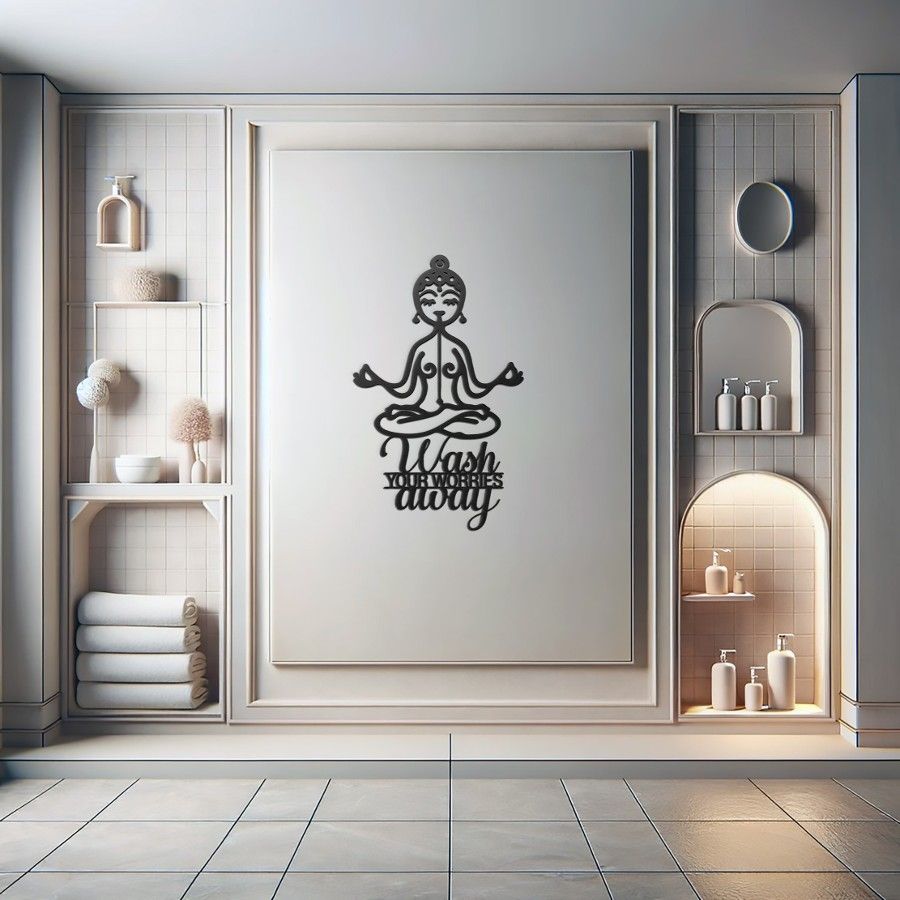 "Wash Your Worries Away" Bathroom Metal Wall Art