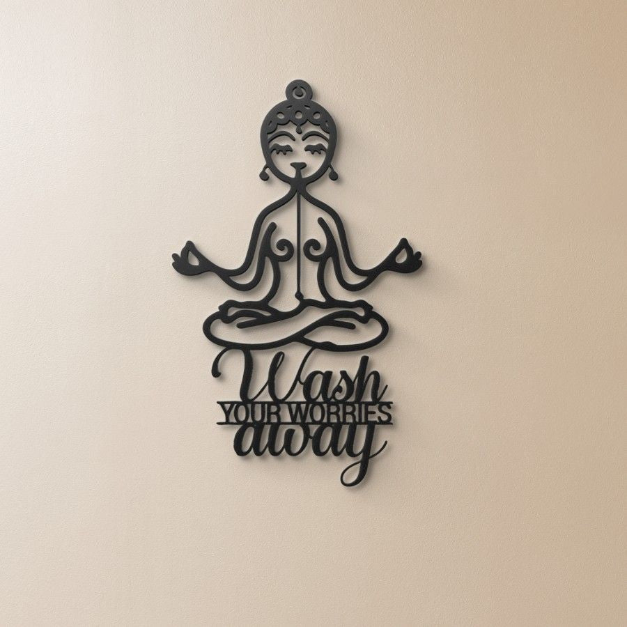 "Wash Your Worries Away" Bathroom Metal Wall Art