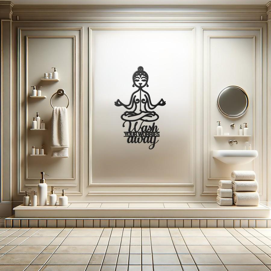 "Wash Your Worries Away" Bathroom Metal Wall Art