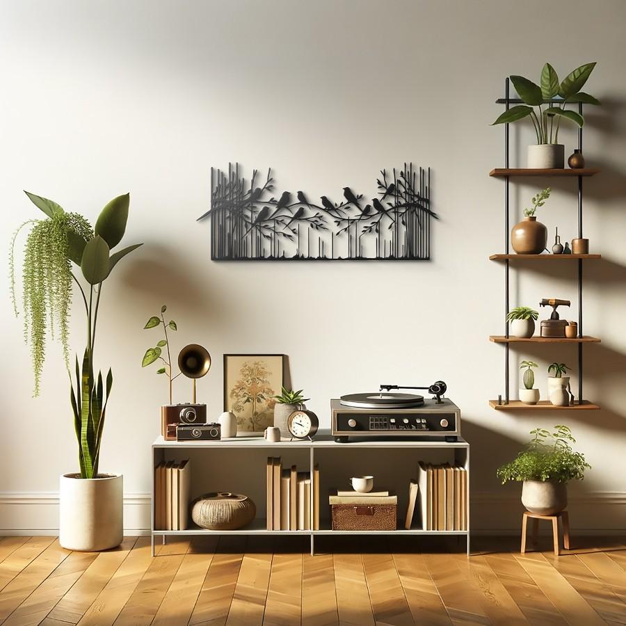 Birds on Tree Branches in Nature Metal Wall Art
