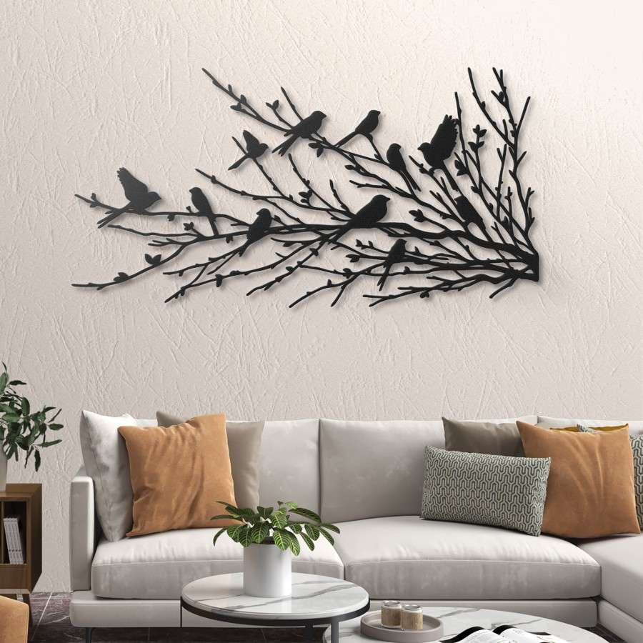 Black Birds in Nature Metal Wall Art