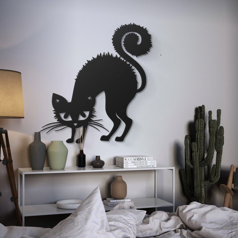 Black Cat Metal Wall Art