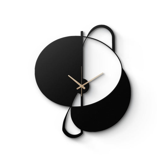 Black and White Geometric Metal Wall Clock