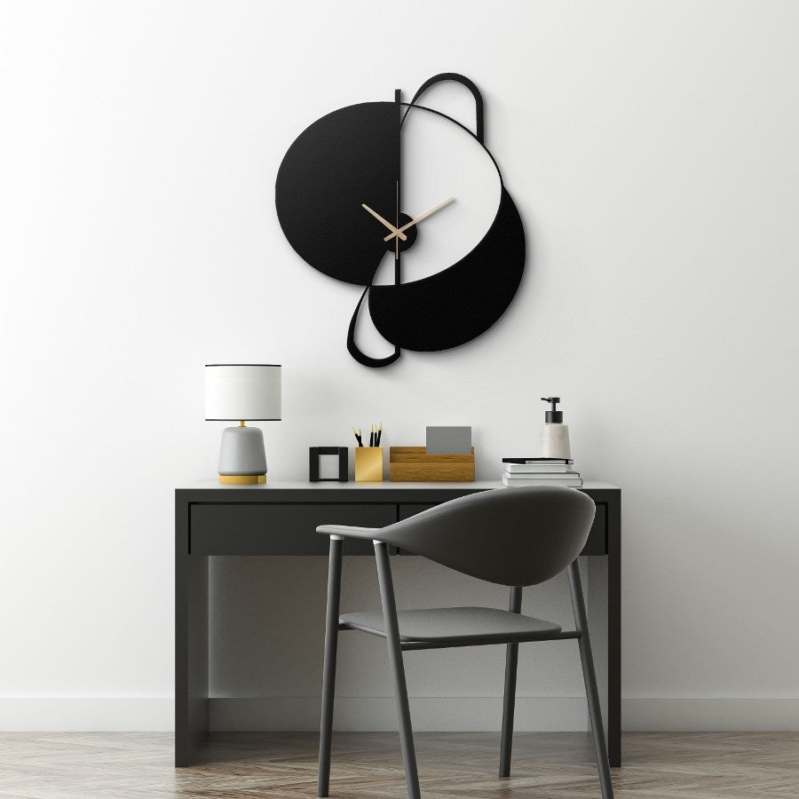 Black and White Geometric Metal Wall Clock