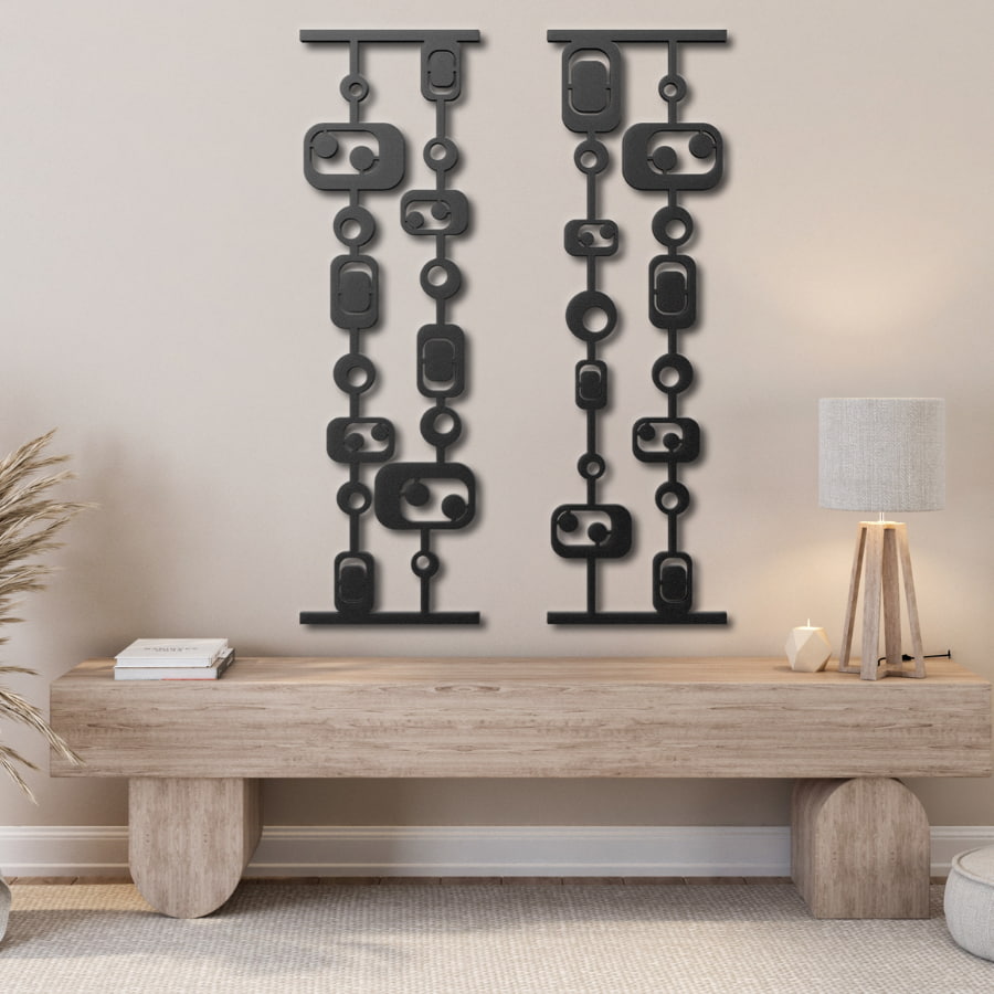 Black and White Mid Century Modern Metal Wall Art