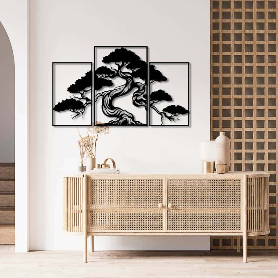 metal bonsai tree wall art Bonsai Tree Metal Wall Art 33.5 x 19.7 inches / Black