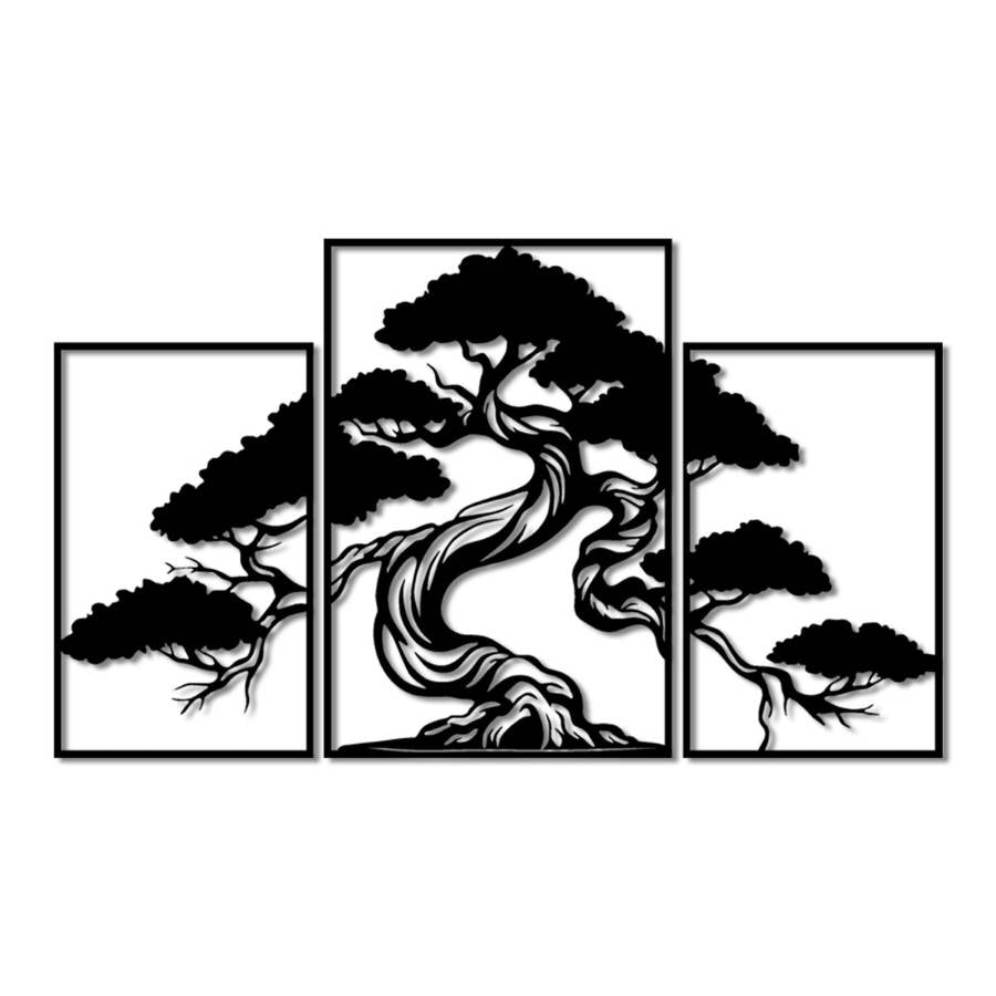 Bonsai Tree Metal Wall Art 33.5 x 19.7 inches / Black