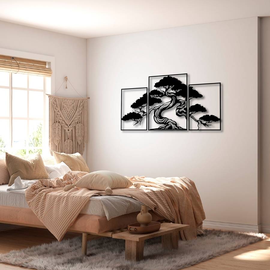 bonsai tree bedroom Bonsai Tree Metal Wall Art 33.5 x 19.7 inches / Black