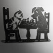 Cat vs Dog Chess Match Metal Wal Art