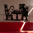 Cat vs Dog Chess Match Metal Wal Art