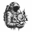 Astronaut Holding Sun Metal Wall Art