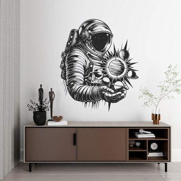 Astronaut Holding Sun Metal Wall Art