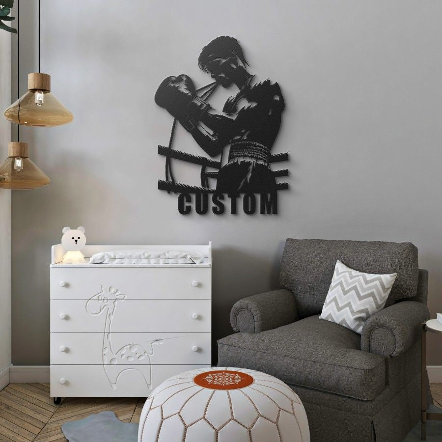 Custom Boxer Training Metal Wall Art