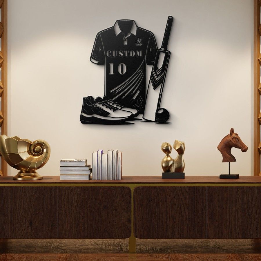 Custom Cricket Gear Metal Wall Art