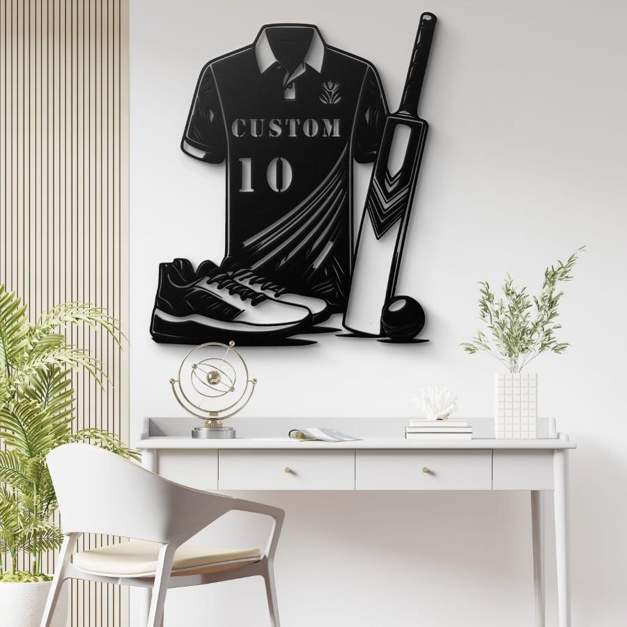 Custom Cricket Gear Metal Wall Art