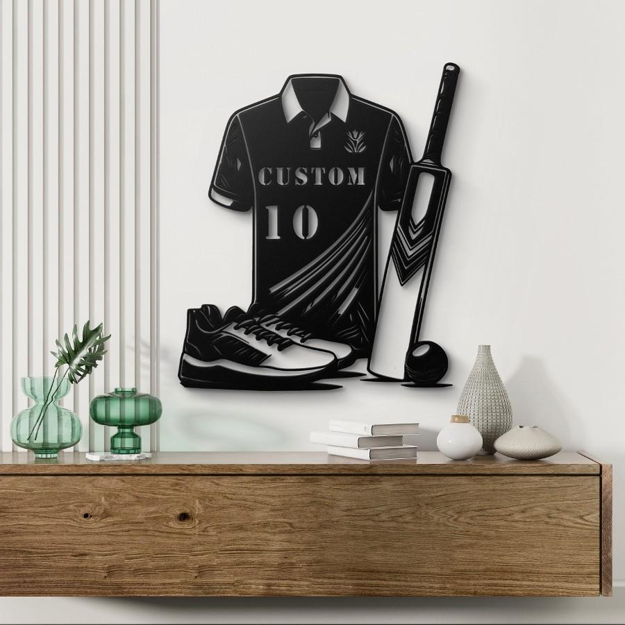 Custom Cricket Gear Metal Wall Art