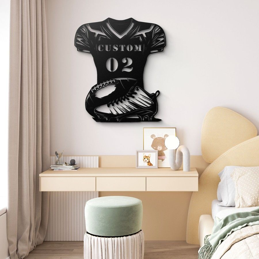 Custom Football Jersey and Cleats Metal Wall Art